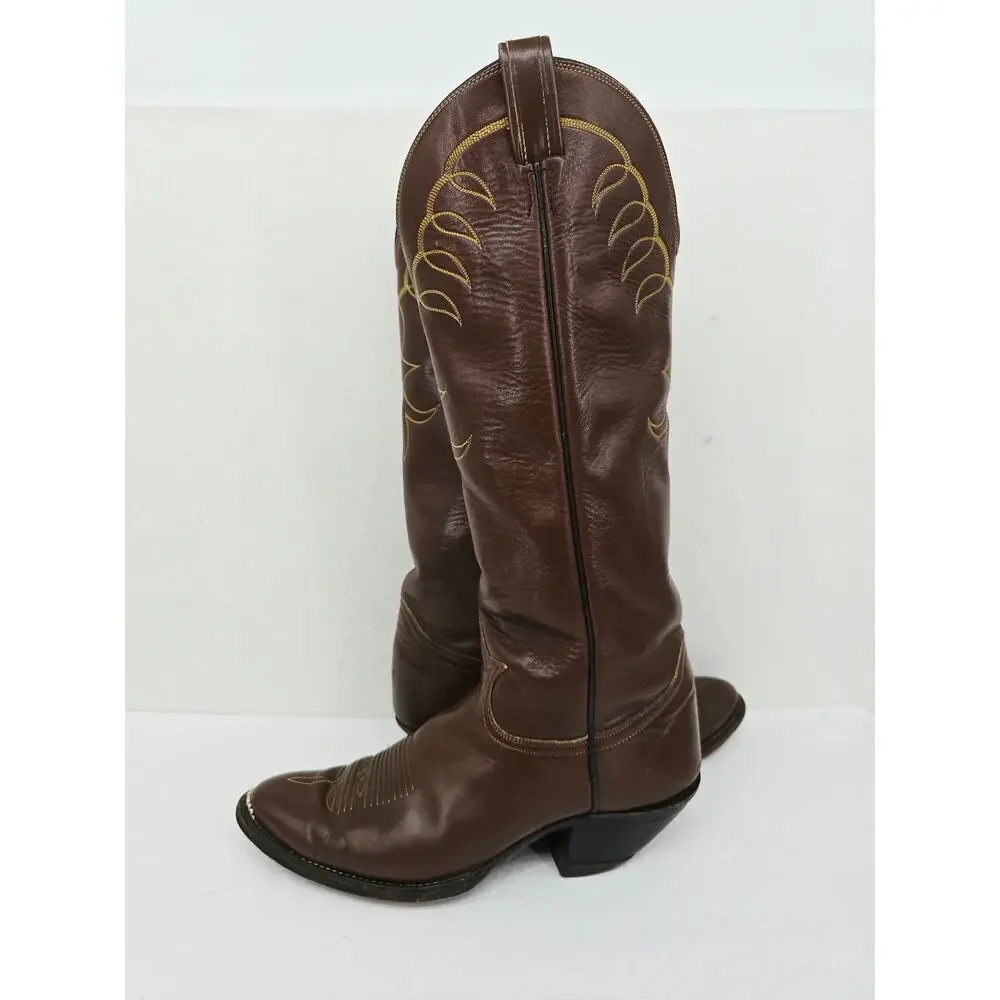 Vintage Justin Men's Knee High Western Cowboy Boots Brown 11